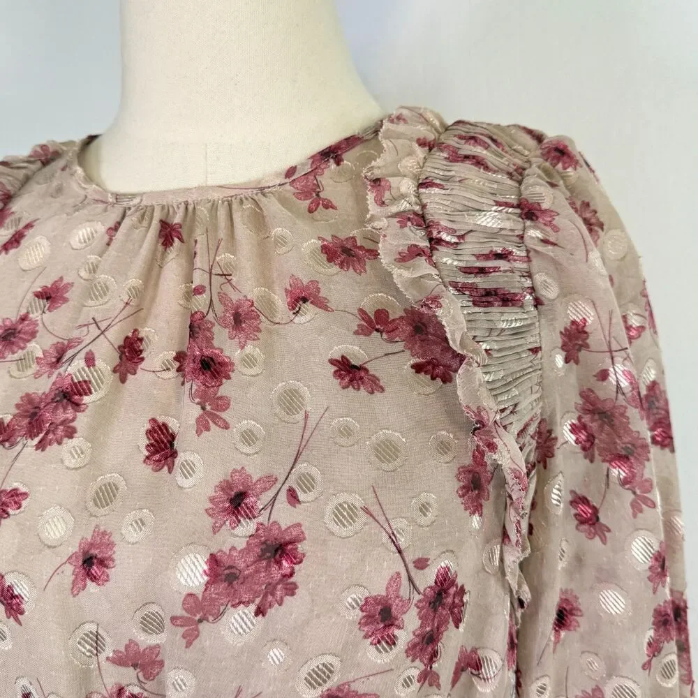 Current Air | Anthropologie | Long Sleeve Floral Fairycore Midi Dress | Sz XS S - Picture 8 of 13